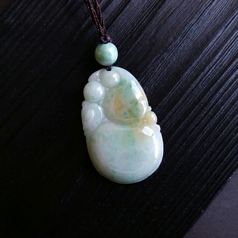 J562 白底青飄綠/黃花巧色葫蘆