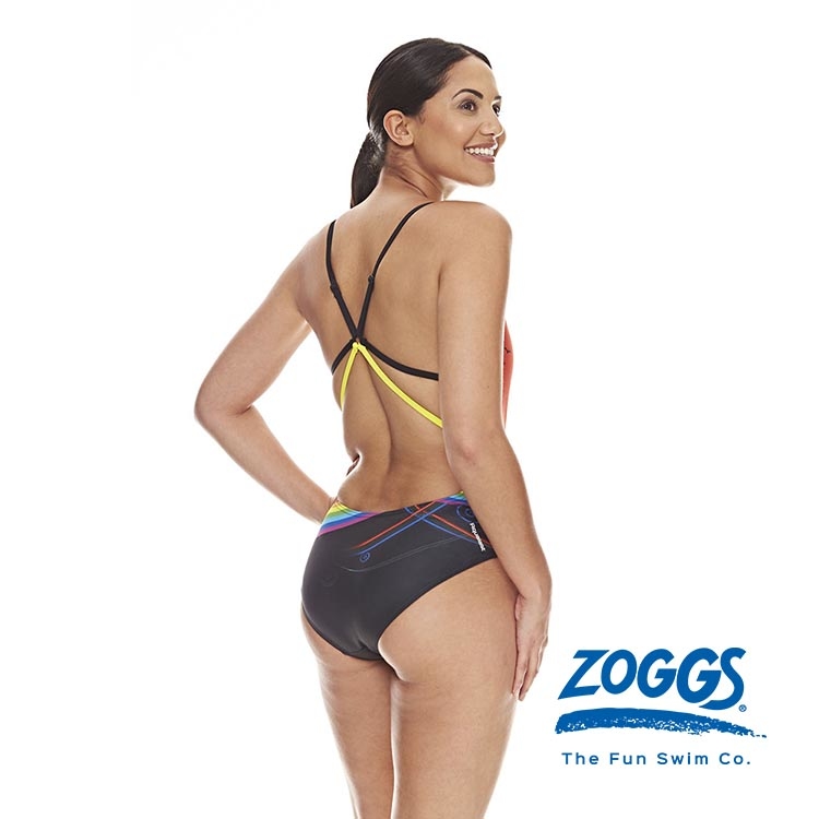 ZOGGS 女性《熱帶風》跳色放射狀美背連身泳衣