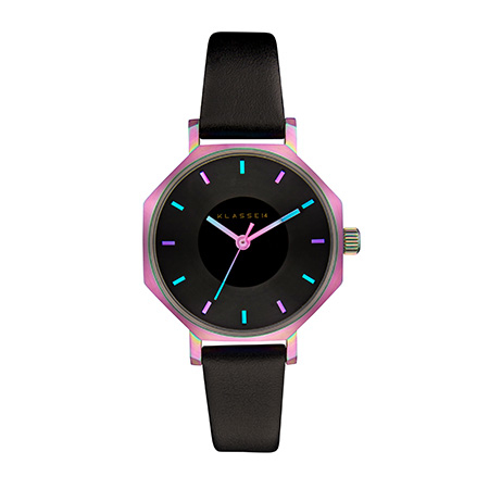 OKTO Black Rainbow / Black Leather Strap