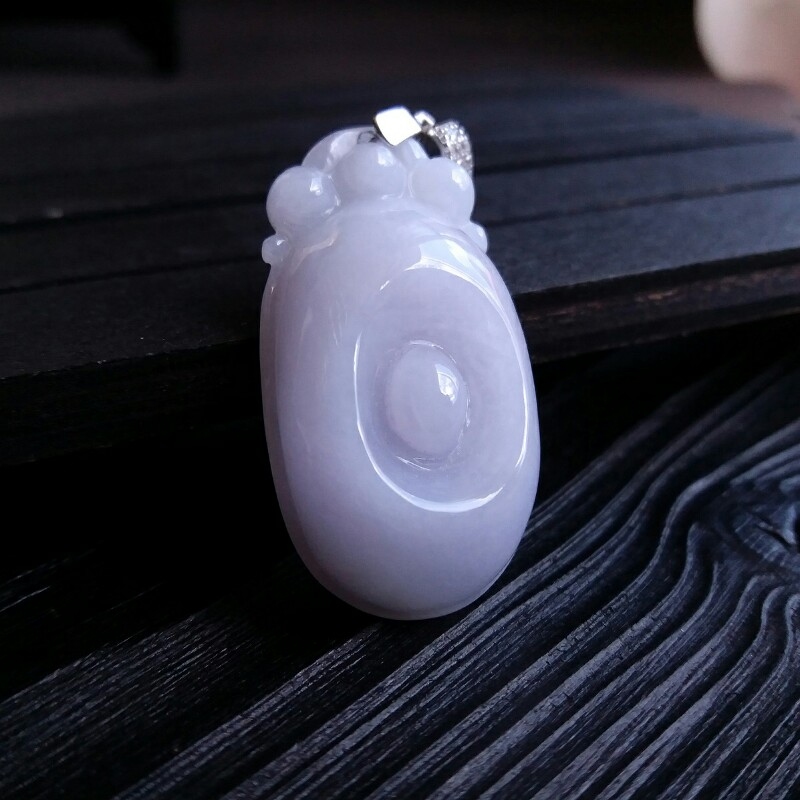 冰糯淡紫厚庄福貝吊墜, 天然翡翠A玉, 緬甸玉, Jade, Jadeite