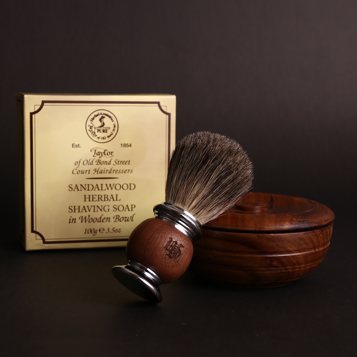 ★ 83折 ★ 胡桃木 獾毛刮鬍刷 & Taylor 檀香刮鬍皂 & 刮鬍碗 超值組合