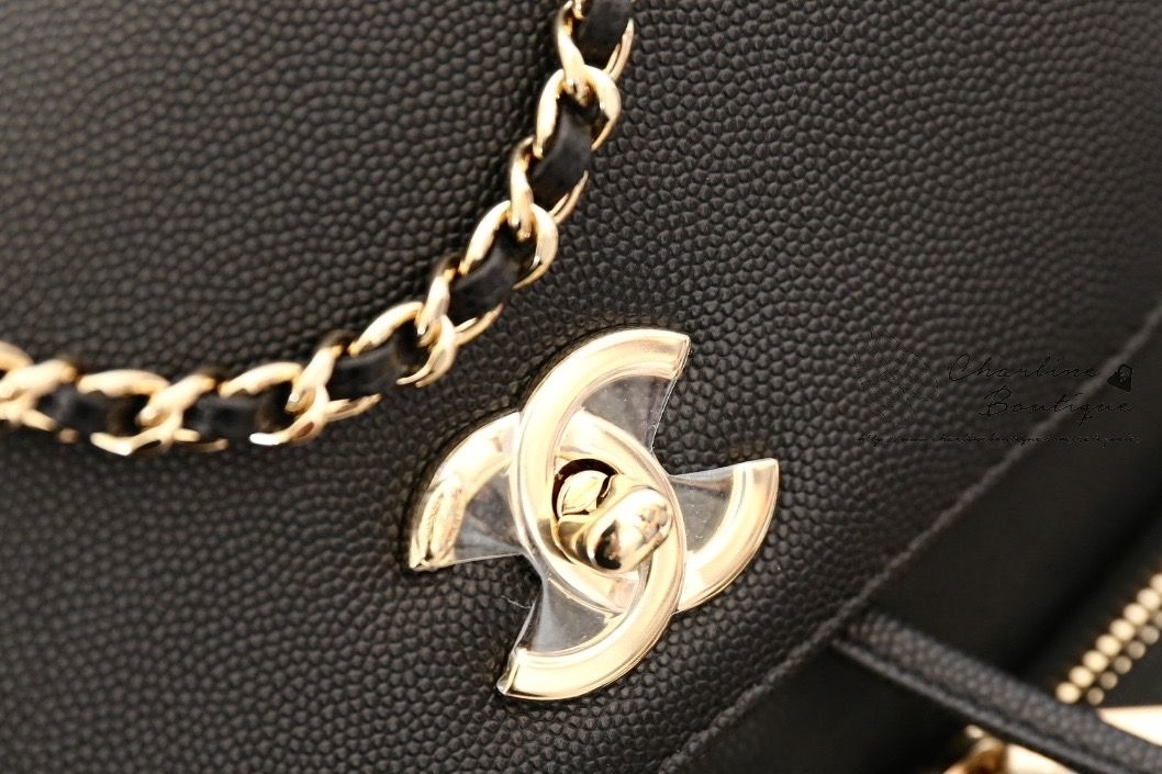 Chanel Grained Calfskin Backpack 黑色金CC金鍊荔枝紋小牛皮菱格紋後背包