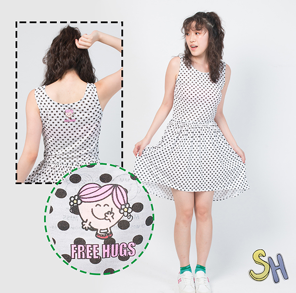 【SH】印花無袖洋裝-白底黑點