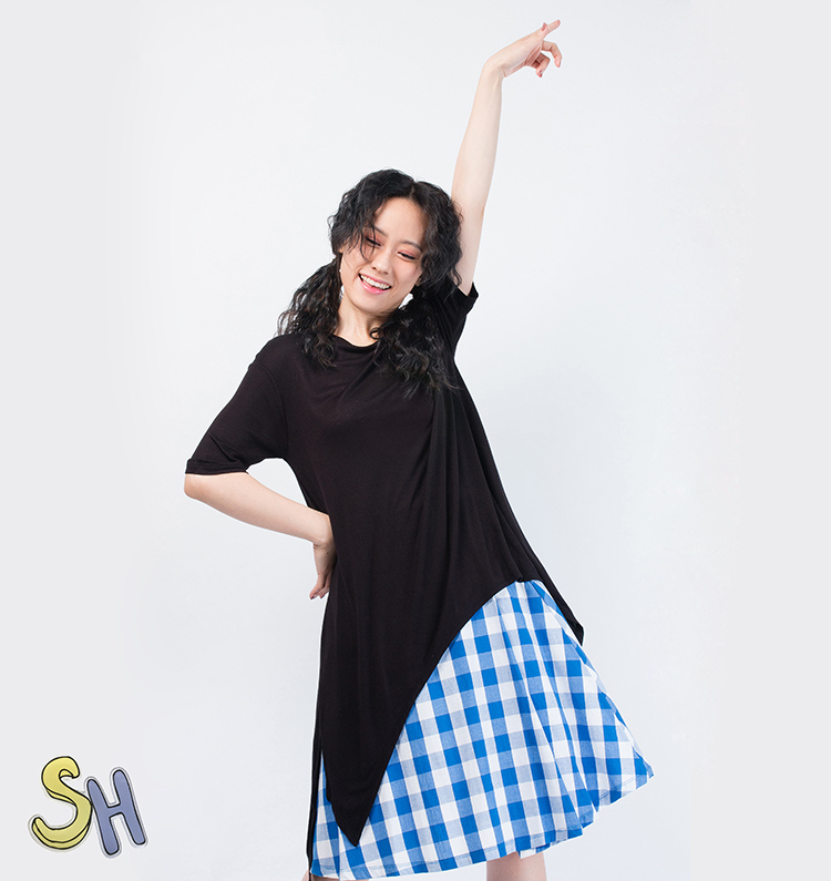 【SH】五分袖不規則下擺T恤