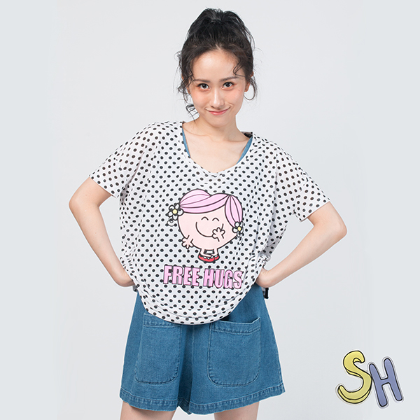 【SH】三種主題花版短袖寬T恤