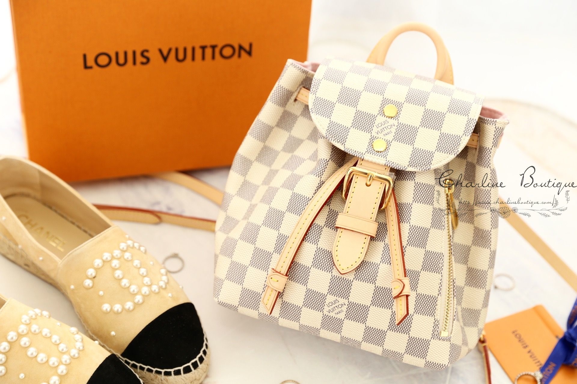 Louis Vuitton Sperone BB Backpack 米白色格紋迷你後背包