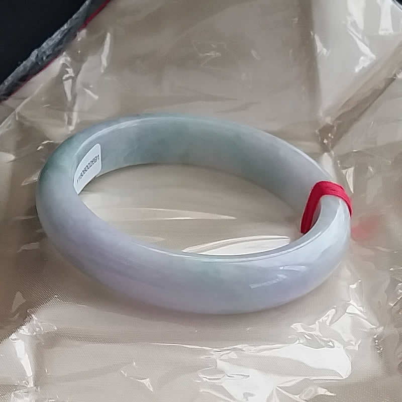 冰糯春彩帶淡紫玉鐲 57.3mm, 天然翡翠A玉, 緬甸玉, Jade, Jadeite