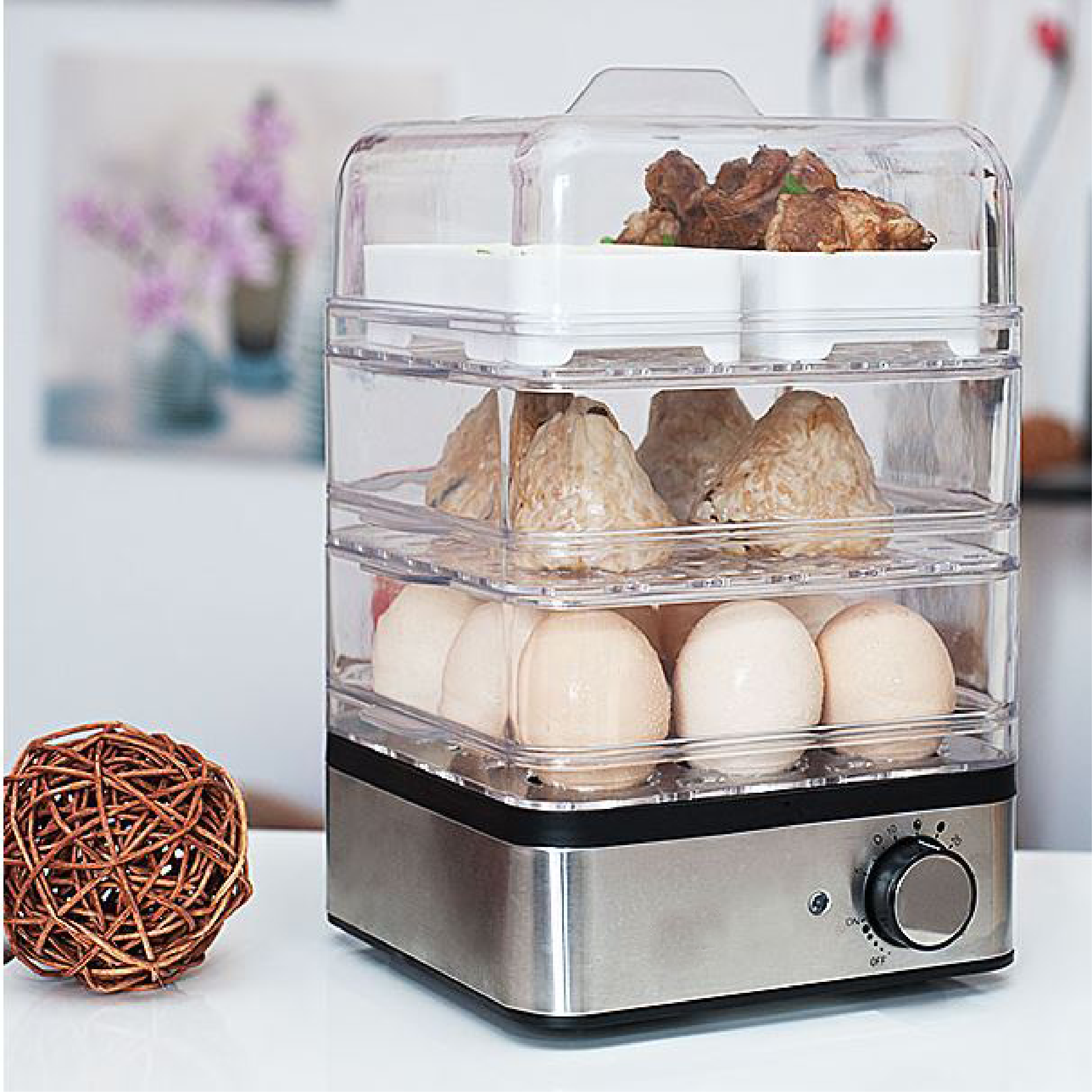 3層透明不銹鋼電蒸籠