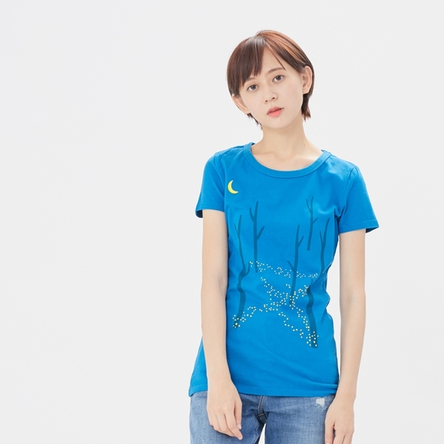 火金姑 短袖 蜜桃棉 女T 海藍色