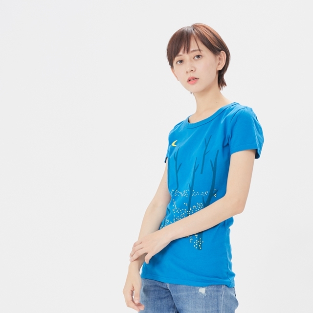 火金姑 短袖 蜜桃棉 女T 海藍色