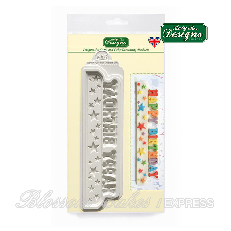 Katy Sue Happy Birthday Stars Banner - Silicone Mould