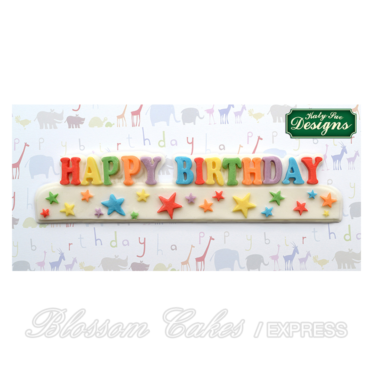 Katy Sue Happy Birthday Stars Banner - Silicone Mould