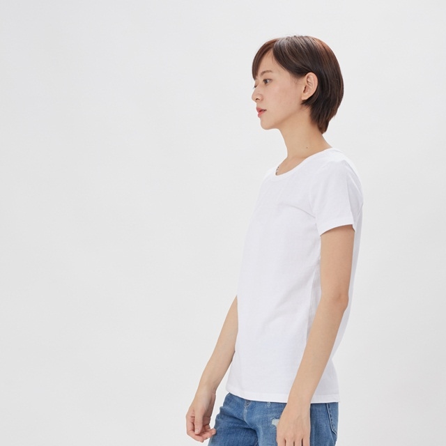 簡單 圓領 素面 蜜桃棉 女T  戀人白