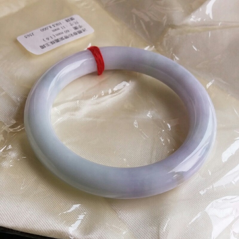 J565 冰糯春彩帶紫圓條玉鐲 60mm (1.6)