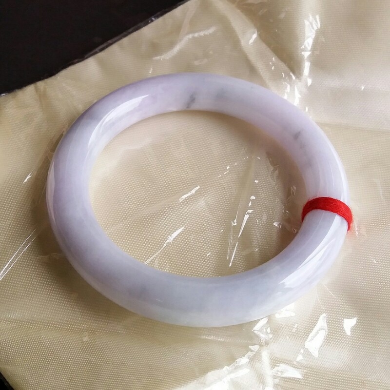 J566 冰糯春彩帶紫圓條玉鐲 60mm (1.6)