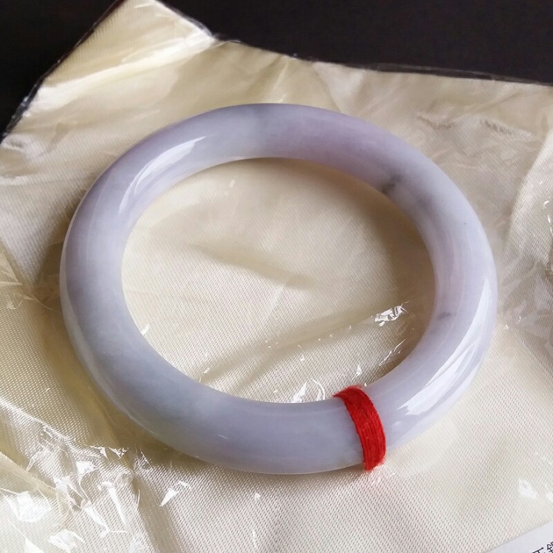 J566 冰糯春彩帶紫圓條玉鐲 60mm (1.6)