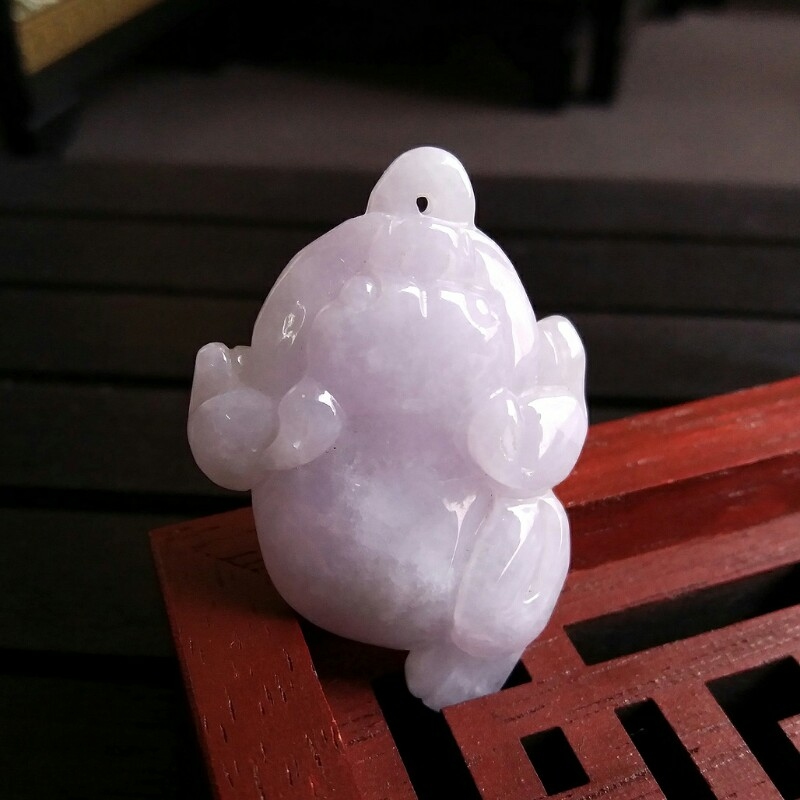 冰糯淡紫三腳金蟾吊墜, 天然翡翠A玉, 緬甸玉, Jade, Jadeite