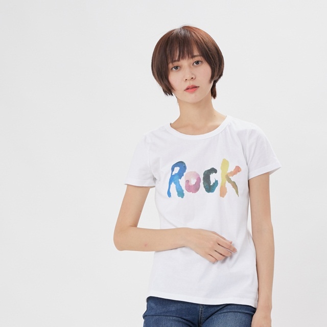 夏季搖滾 ROCK 短袖 蜜桃棉 女T 白色