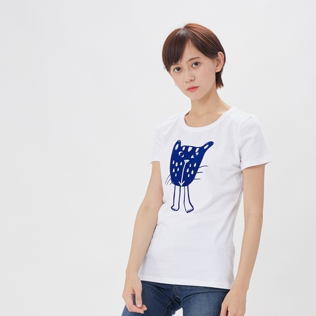 貓咪水水 短袖 蜜桃棉 女T 純白