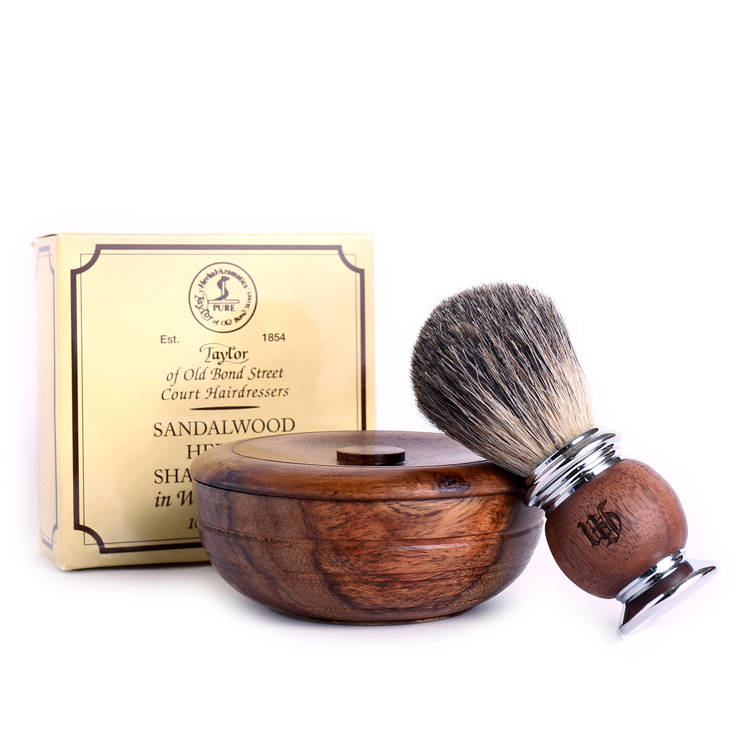 ★ 83折 ★ 胡桃木 獾毛刮鬍刷 & Taylor 檀香刮鬍皂 & 刮鬍碗 超值組合