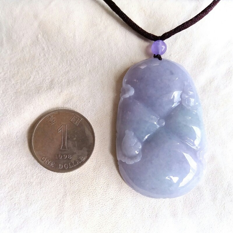 J630 冰糯紫羅蘭春彩荷葉魚吊墜