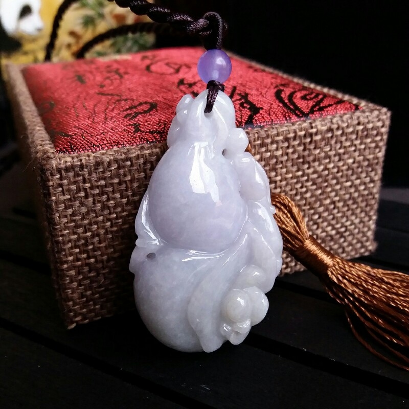 J645 冰糯紫羅蘭招財葫蘆吊墜(雙面雕)