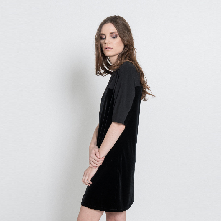 【Silvian Heach】雙材質拼接短洋裝