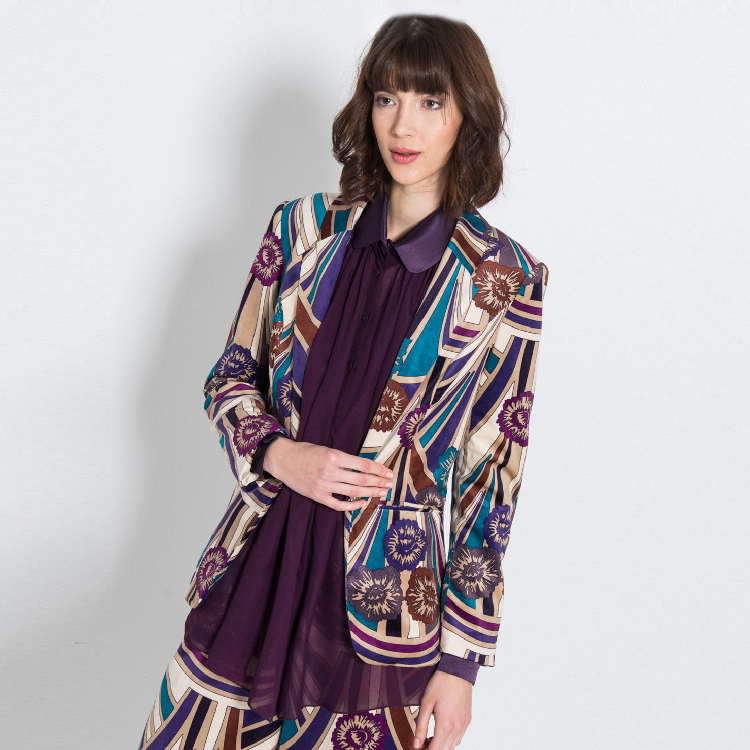 【Silvian Heach】古典對稱花版西裝外套