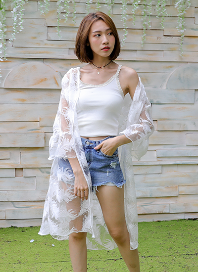 [現貨] 長版唯美刺繡罩衫