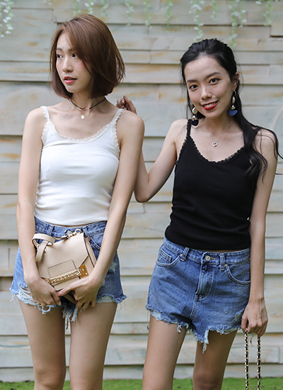 [現貨]花邊羅紋背心 [ 2色 / Free ]