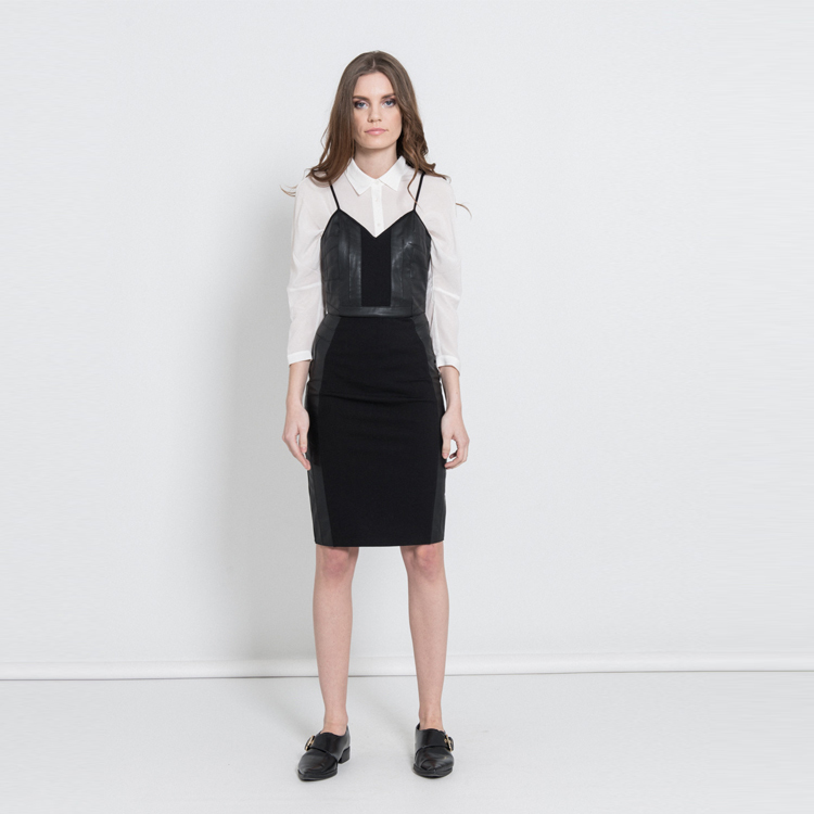 【Silvian Heach】斜邊拼接細肩短洋裝