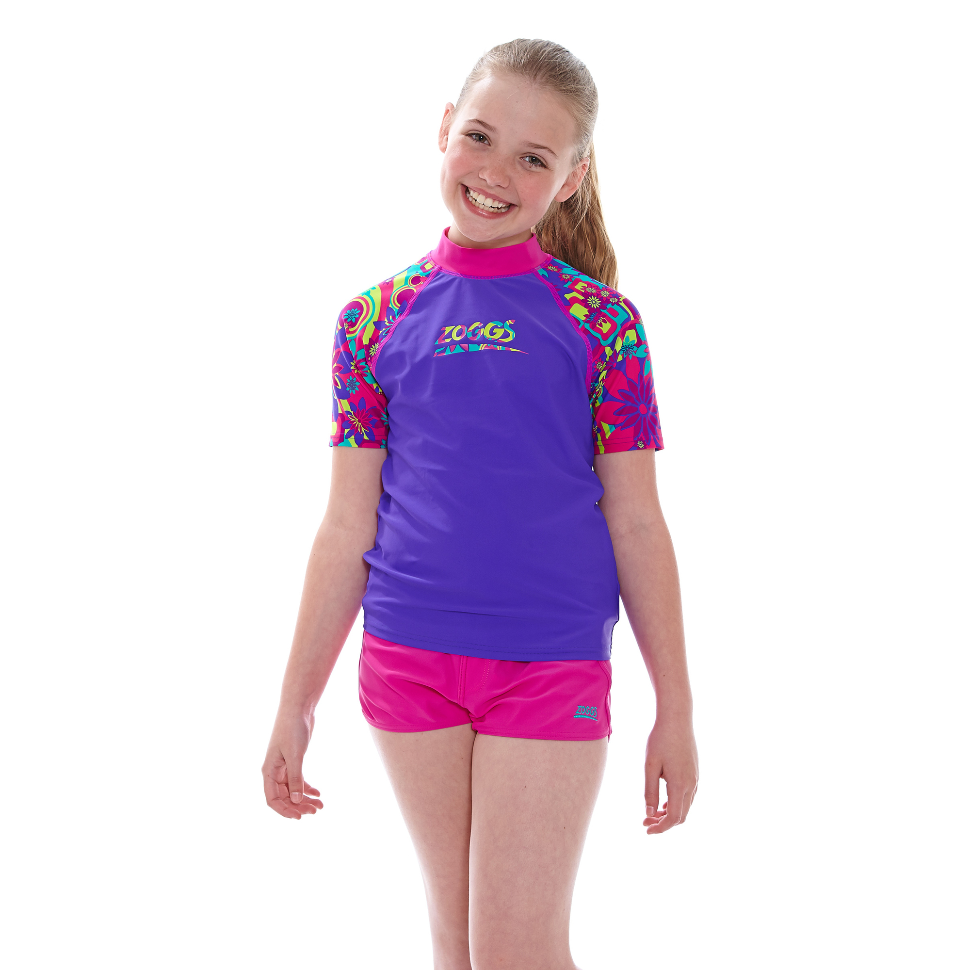 ZOGGS 青少女《嬉皮花園》短袖防曬衣