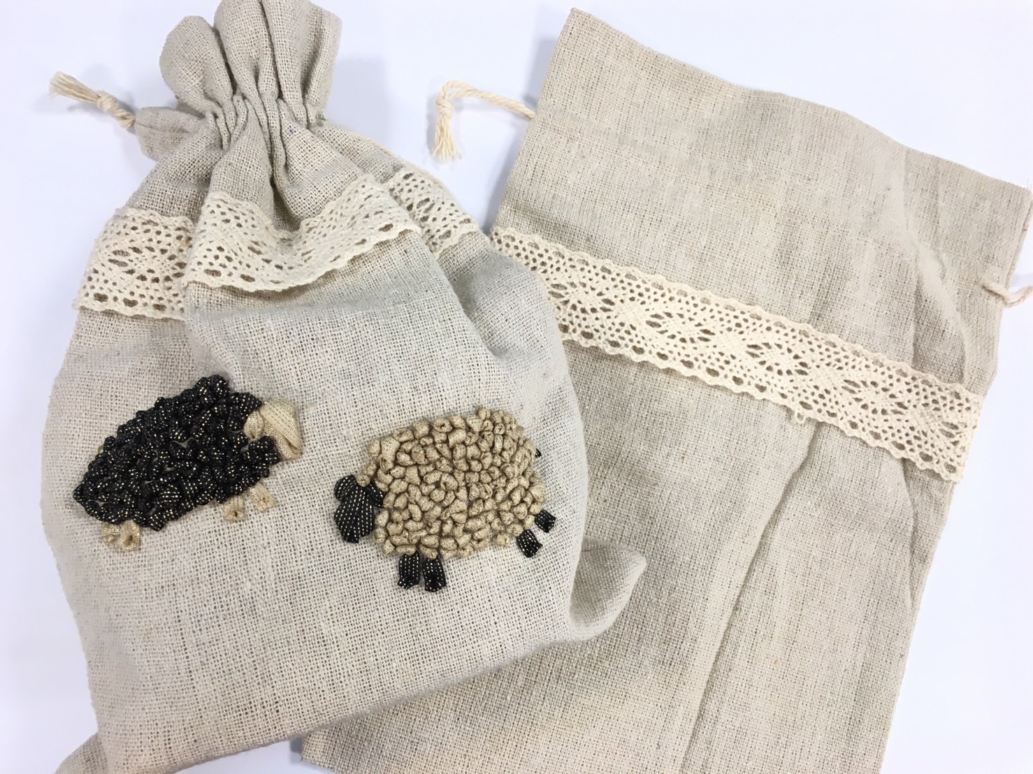 棉麻束口袋/雜貨風