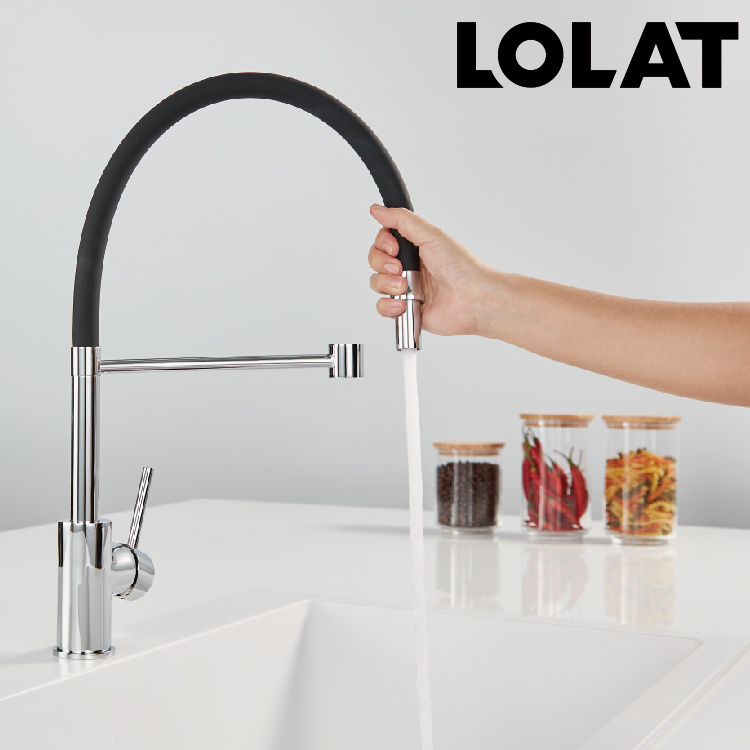 LOLAT自由管單槍立式水龍頭-鉻黑色KNN1777