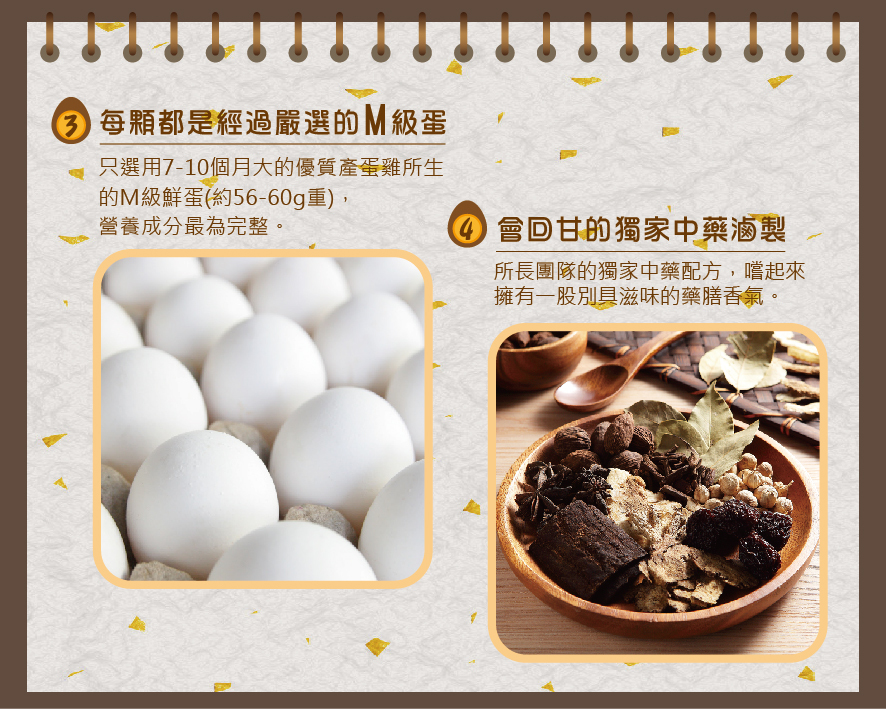 所長茶葉蛋-原味鐵蛋-每顆都是營養成分最完整的M級鮮蛋；會回干的獨家中藥滷製，別具滋味的藥膳香氣