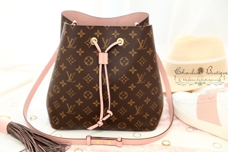 Louis Vuitton NEONOE 咖啡色與玫瑰粉水桶肩背斜背包