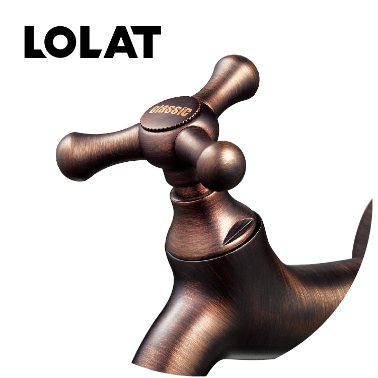 LOLAT人字型長栓水龍頭-霧紅古銅C1005JAR
