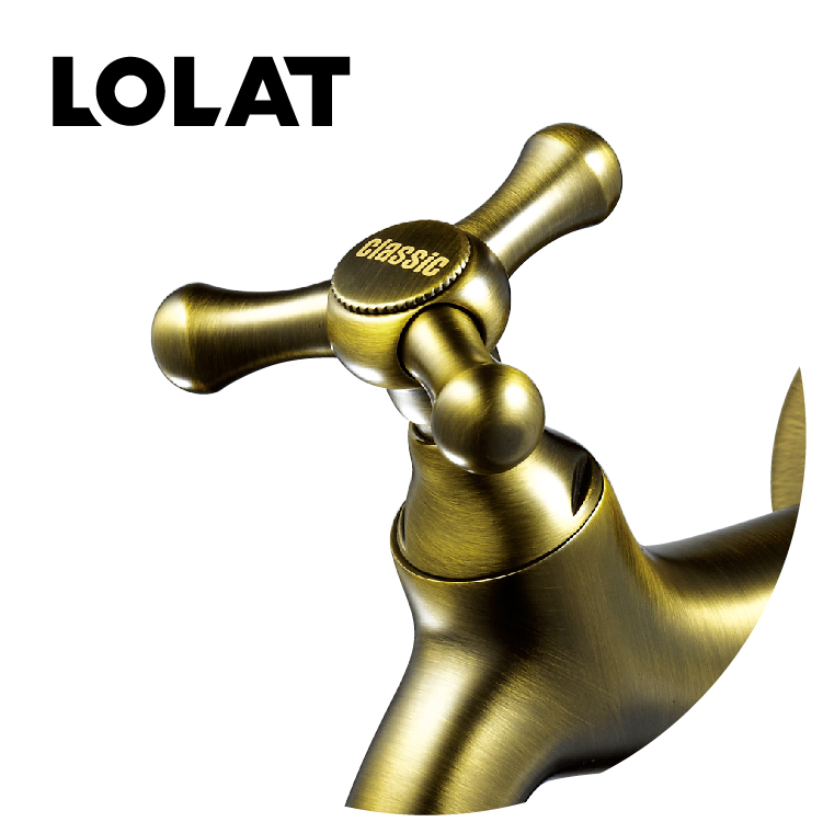 LOLAT人字型長栓水龍頭-霧青古銅C1005JAB