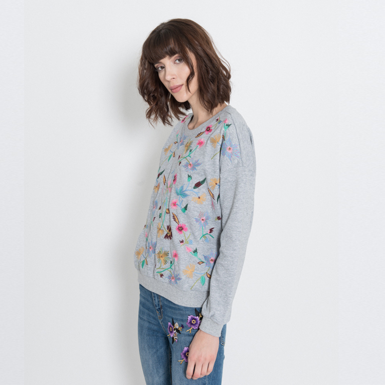 【Silvian Heach】花朵刺繡長袖T恤