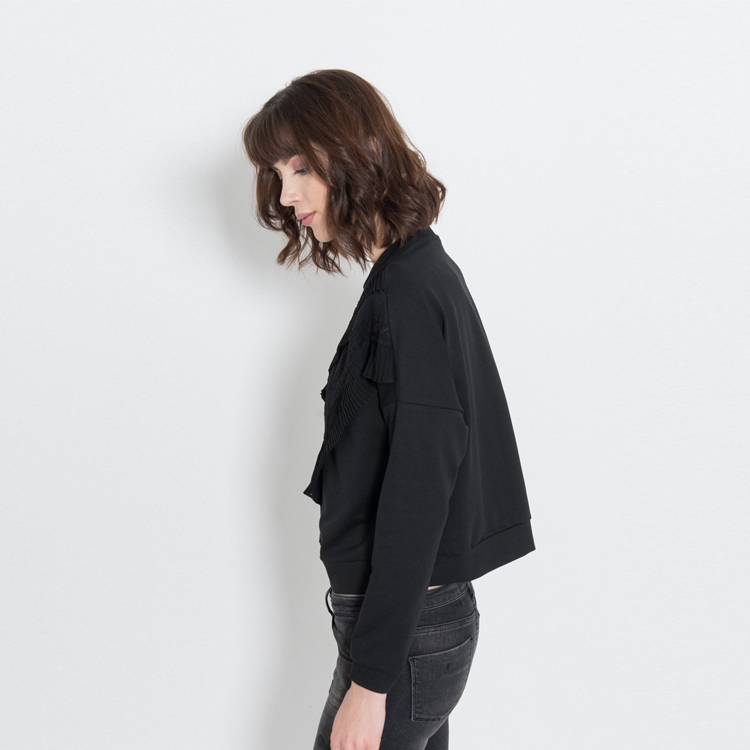 【Silvian Heach】V字百摺邊長袖T恤