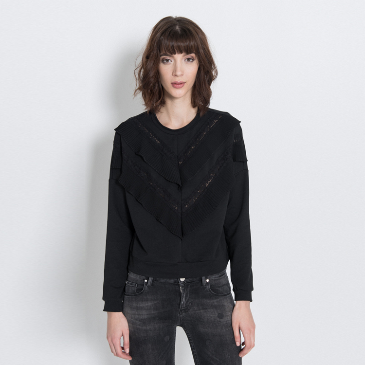 【Silvian Heach】V字百摺邊長袖T恤