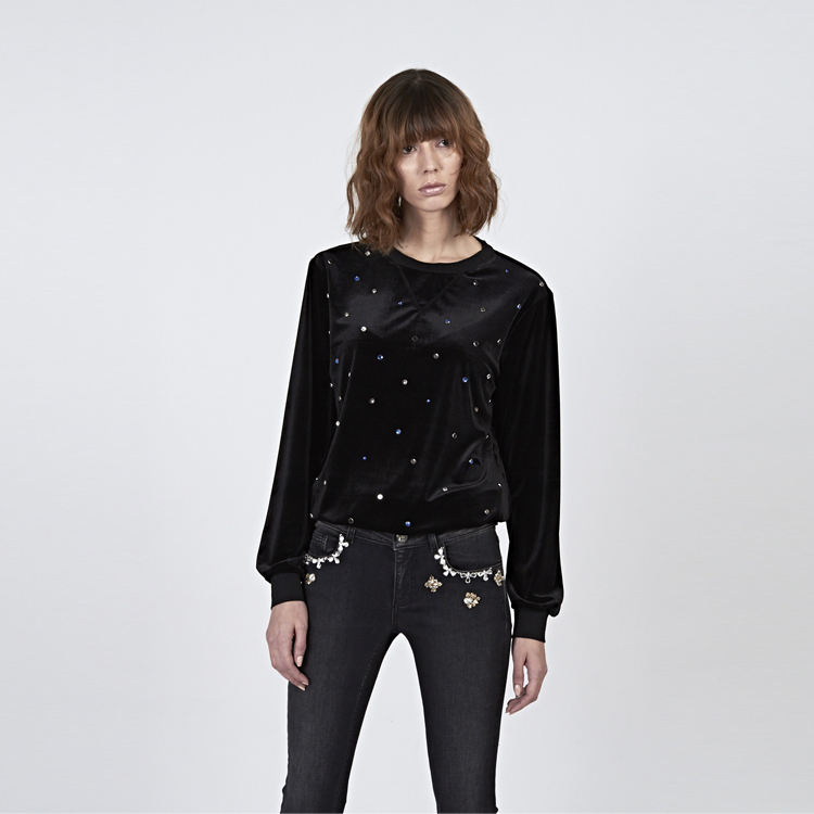 【Silvian Heach】鑽飾長袖T恤