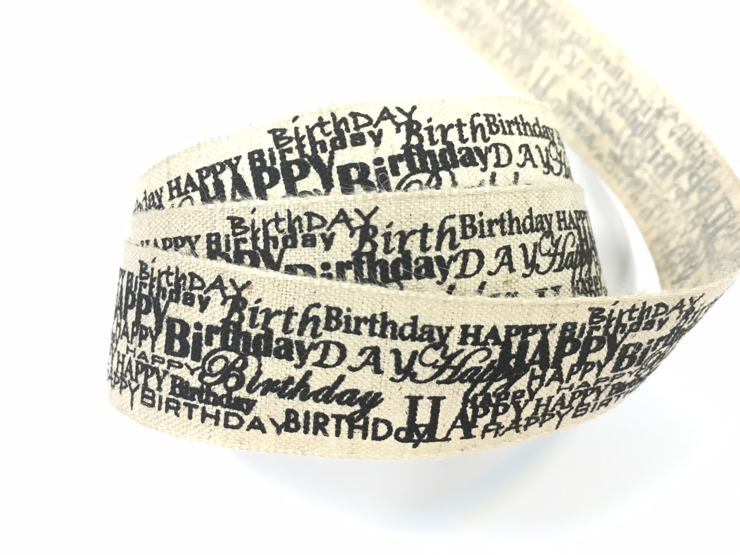 文字拼貼 Happy Birthday/自然棉麻/22mm