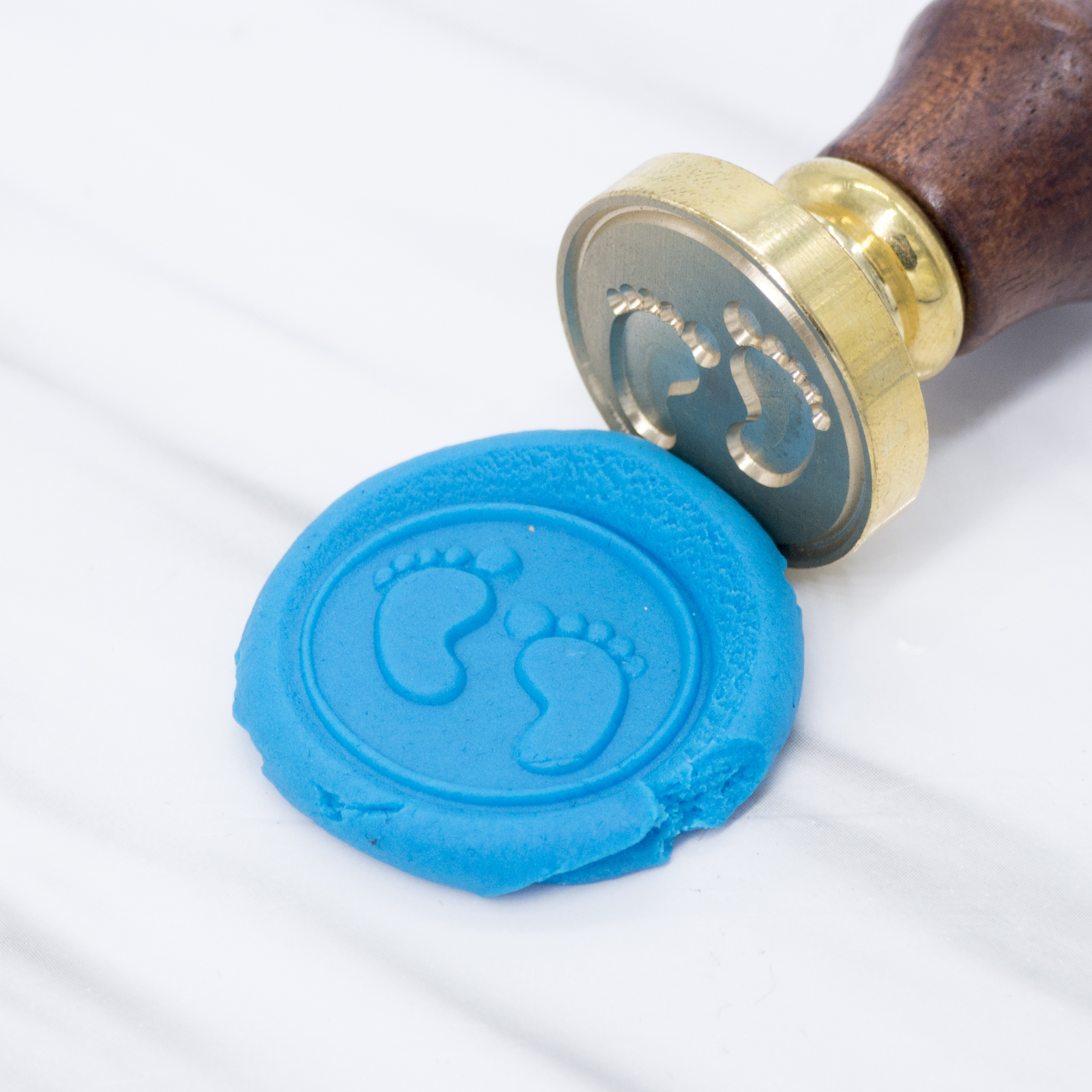 Baby Hand and Foot Print Gold Wax Seal Pendant