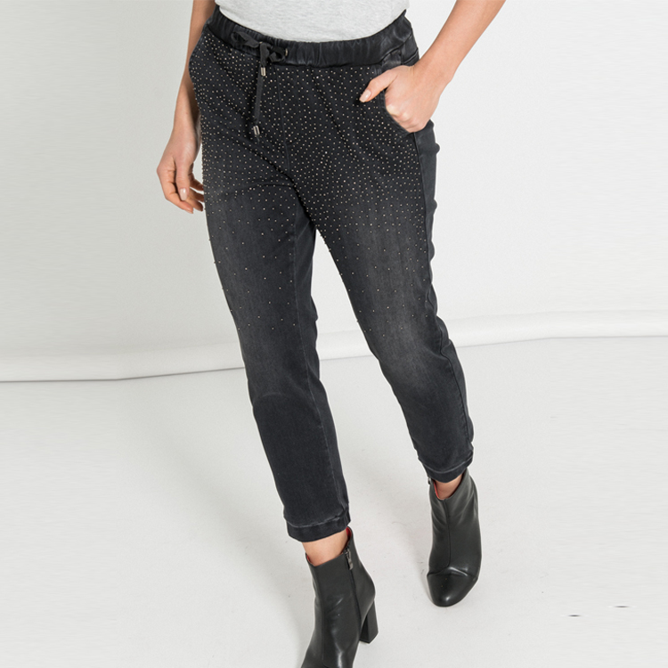 【Silvian Heach】縫珠牛仔休閒褲