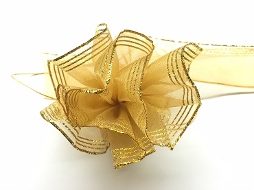 單邊鑲金銀 波浪形拉花緞帶/38mm