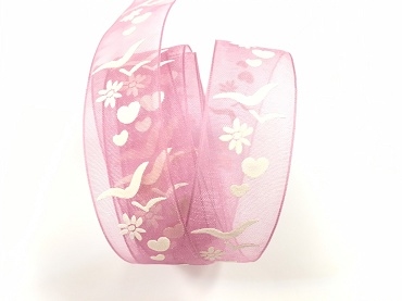 海鷗愛心與花/網紗/22mm