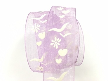 海鷗愛心與花/網紗/22mm