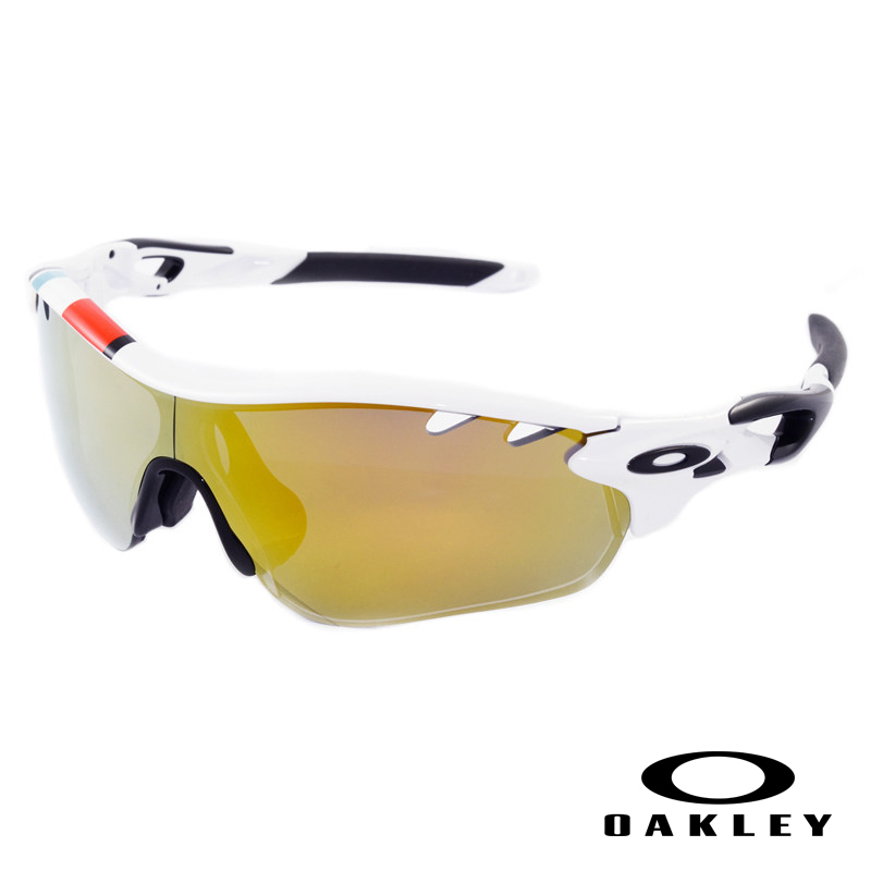 OAKLEY 白色鏡框搭配金色水銀鏡面