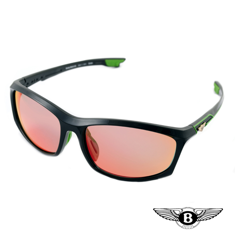 bentley賓利限量款黑色運動鏡框搭配紅色水銀鏡面